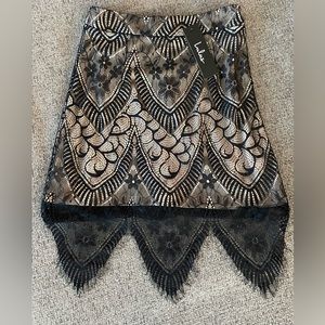 Lulus Black Lace Mini Skirt Pencil Skirt sz XS NEW